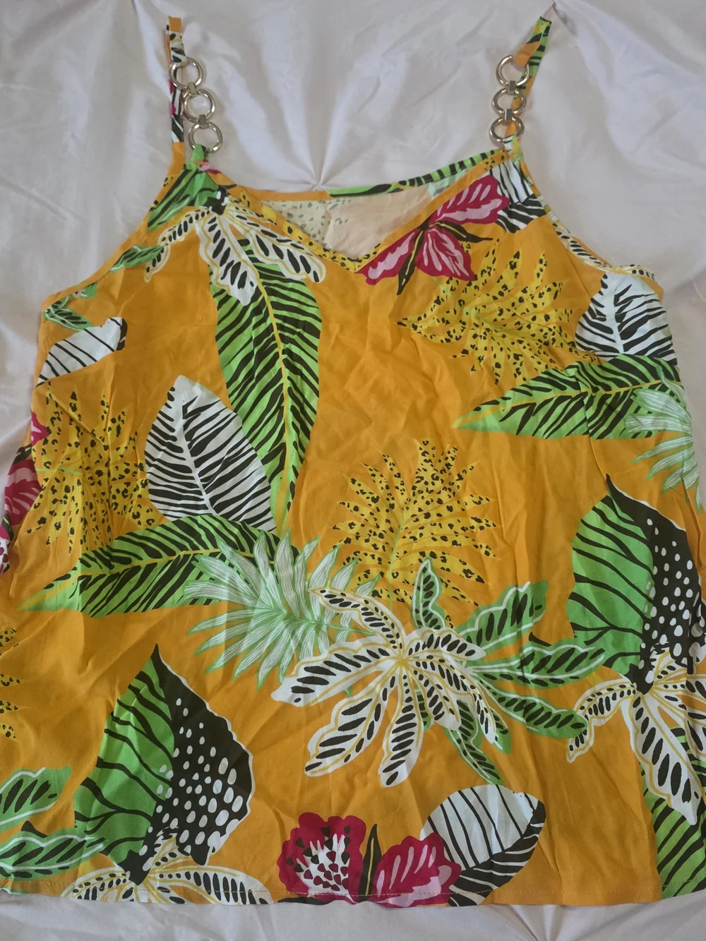 Tropical Orange Floral Chain-Strap Cami - Picture 3 of 5